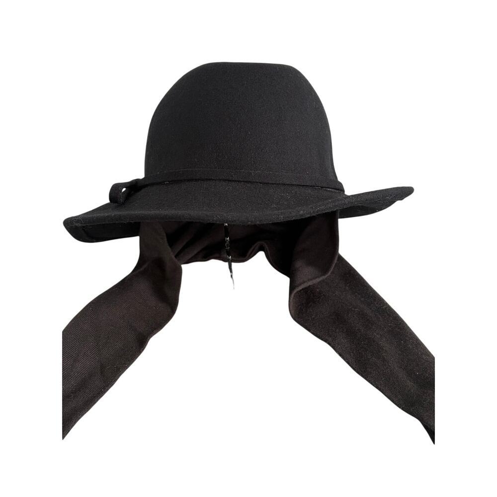 Street Smart by Betmar Wide Brim Black Hat w/ Wrap 100% Wool made‎ in the USA